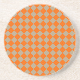 Orange Taupe Checker Diamond Pattern Underlägg