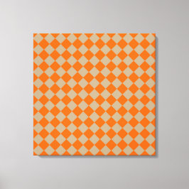 Orange Taupe Rutigt Diamantmönster Canvastryck
