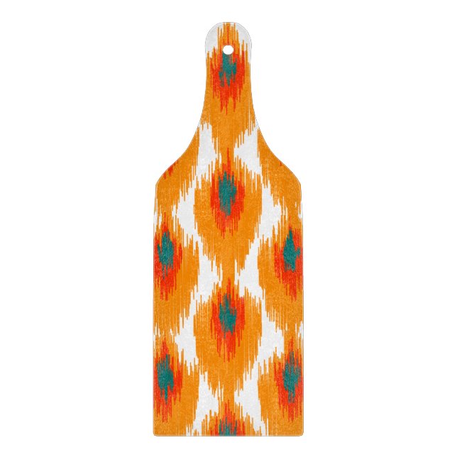 Orange Teal Abstrakt Tribal Ikat Diamond Mönster (Framsidan)