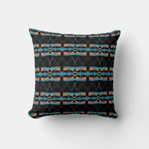 Orange Teal Black Southwest look Small Mosaics Kudde