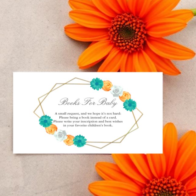 Orange Teal Blommig Geometrisk Bok För Bebis Tilläggskort (Skapare uppladdad)