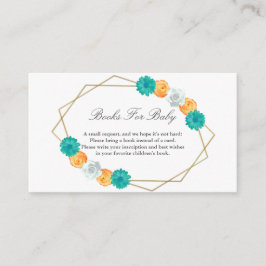 Orange Teal Blommigt Geometric Bokar för Baby Tilläggskort