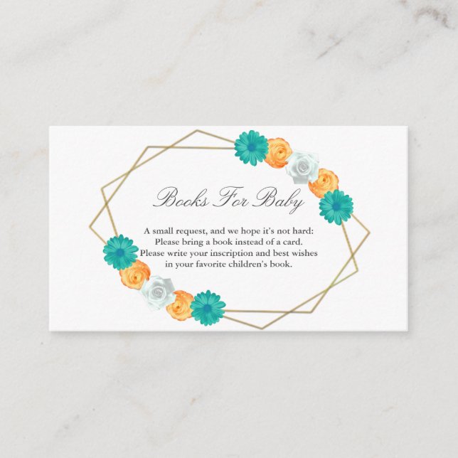 Orange Teal Blommigt Geometric Bokar för Baby Tilläggskort (Framsida)