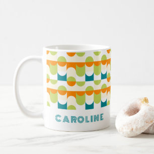 Orange Teal Blue Lime Green Midhundskonst Mönster Kaffemugg