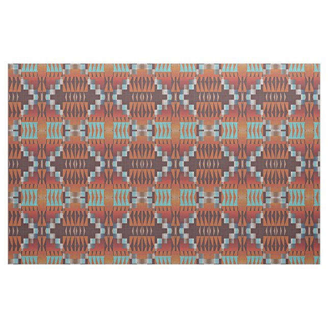 Orange Teal Blue Turcos Brown Red Ethnic look Tyg (Fat Quarter)