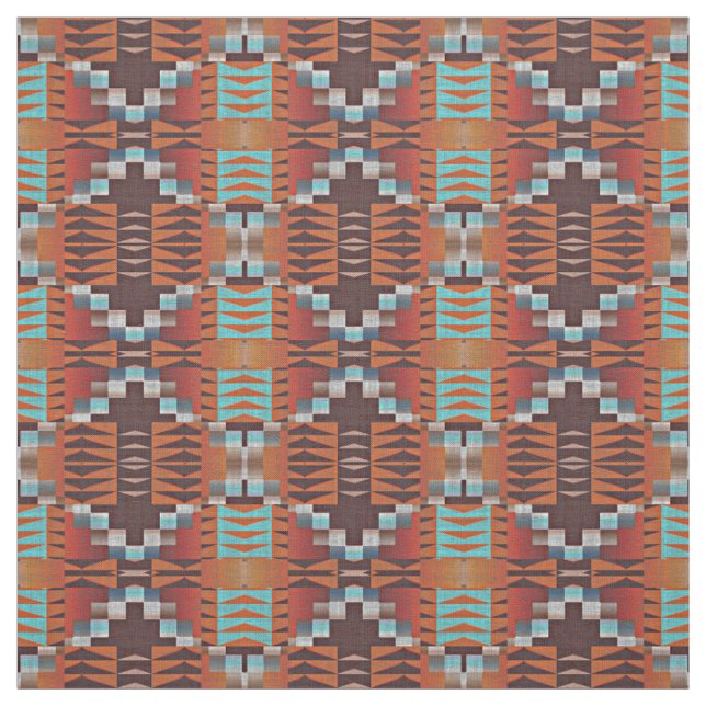 Orange Teal Blue Turcos Brown Red Ethnic look Tyg (Provkarta)