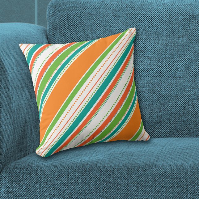 Orange Teal Diagonal Rand Kudde (Skapare uppladdad)