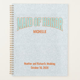 Orange + Teal Faux Glitter Varsity MAID OF HONOR 