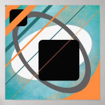 Orange Teal Geometrisk Canvasdesign AP0011 Affisch