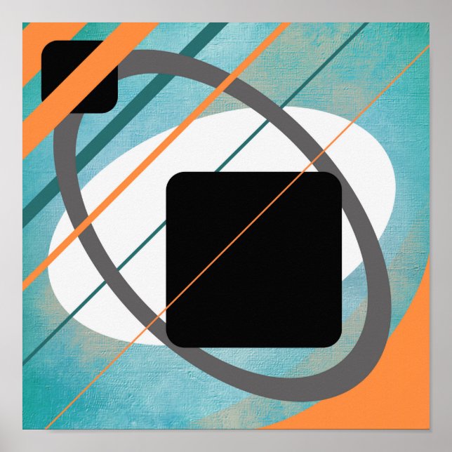 Orange Teal Geometrisk Canvasdesign AP0011 Affisch (Framsidan)