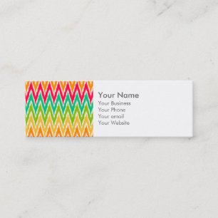 Orange Teal Ikat Chevron Zig Zag Rand Mönster Mini Visitkort