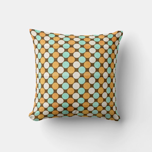 Orange Teal och Brown Dekorativ kudde (Framsida)