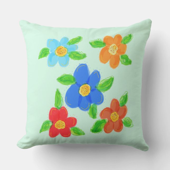 Orange Teal och Red Kudde (Framsida)