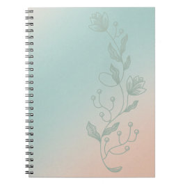 Orange & Teal Ombre Notebook Vibrant Floral Accent Anteckningsbok