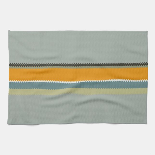 Orange Teal Rand Kökshandduk (Horisontell)