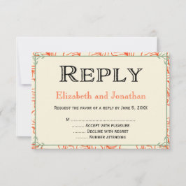 Orange & Teal Rustic Bröllop Svar RSVP Kort