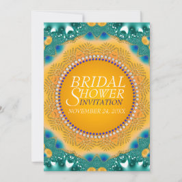 Orange Teal Satin Glitter Bröllopsfestinladningar Inbjudningar