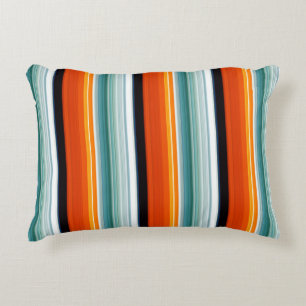 Orange Teal Stripe Prydnadskudde