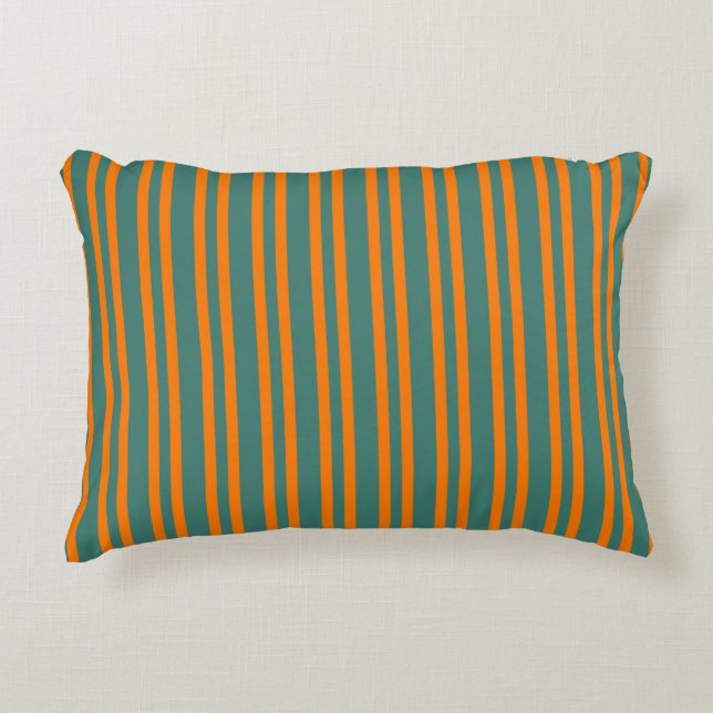 Orange Teal Stripes Seamless Pattern Prydnadskudde (Framsidan)