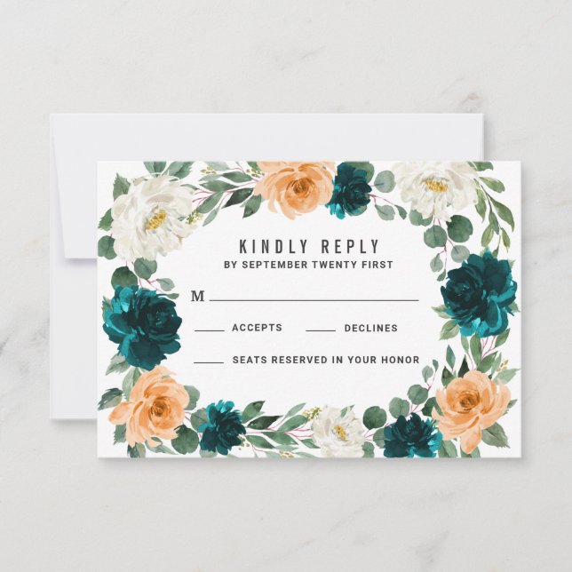 Orange Teal Turcoise Blue Bröllop OSA Card (Framsida)