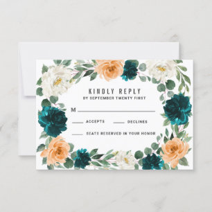 Orange Teal Turcoise Blue Bröllop OSA Card Kort