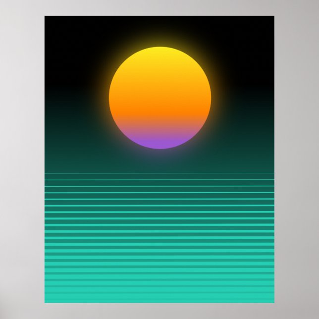 Orange + Teal Vaporwave Tropical Sunset Poster (Framsidan)