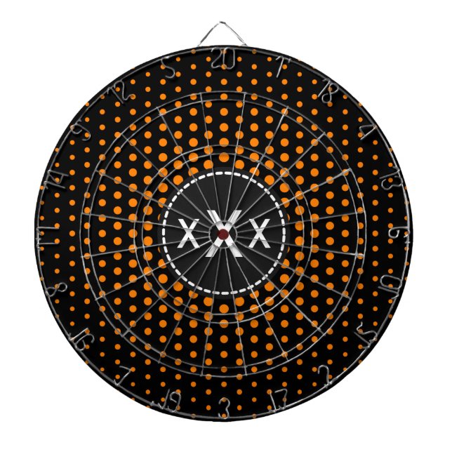 Orange Techno dots Modern Monogram Darttavla (Framsidan)
