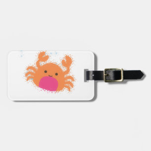 Orange Tecknad Crab Bagagebricka
