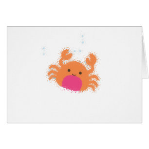 Orange Tecknad Crab Hälsningskort