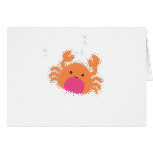 Orange Tecknad Crab Hälsningskort (Framsidan Horizontal)