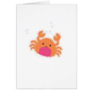 Orange Tecknad Crab Hälsningskort