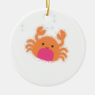 Orange Tecknad Crab Julgransprydnad Keramik