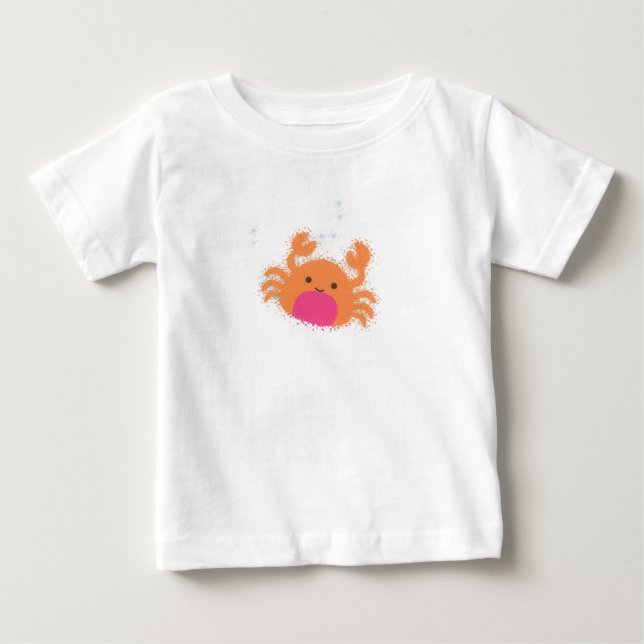 Orange Tecknad Crab Tee Shirt (Framsida)