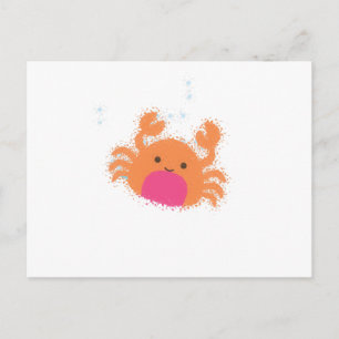 Orange Tecknad Crab Vykort