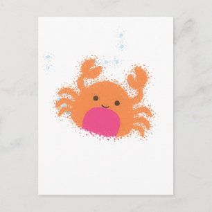 Orange Tecknad Crab Vykort