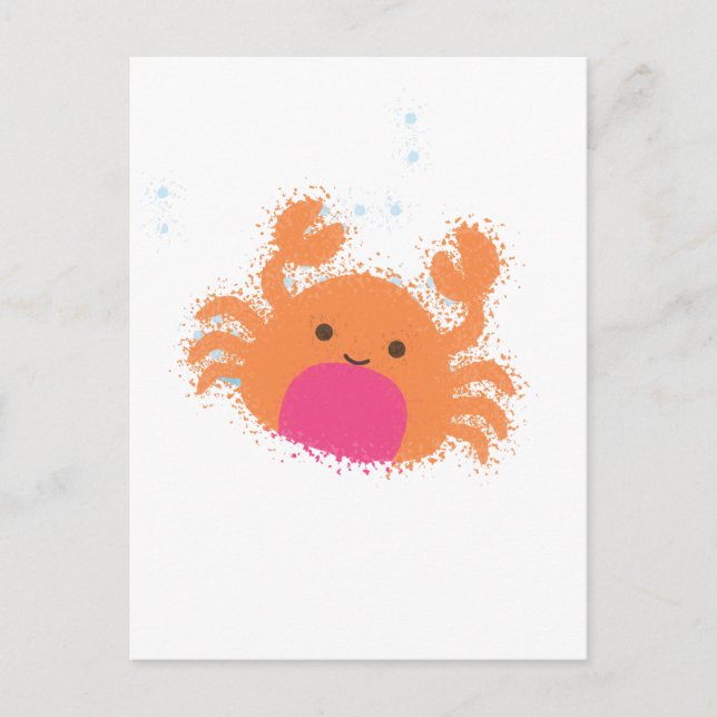 Orange Tecknad Crab Vykort (Framsida)