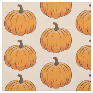 Orange Tecknad Pumpa Illustration Tyg