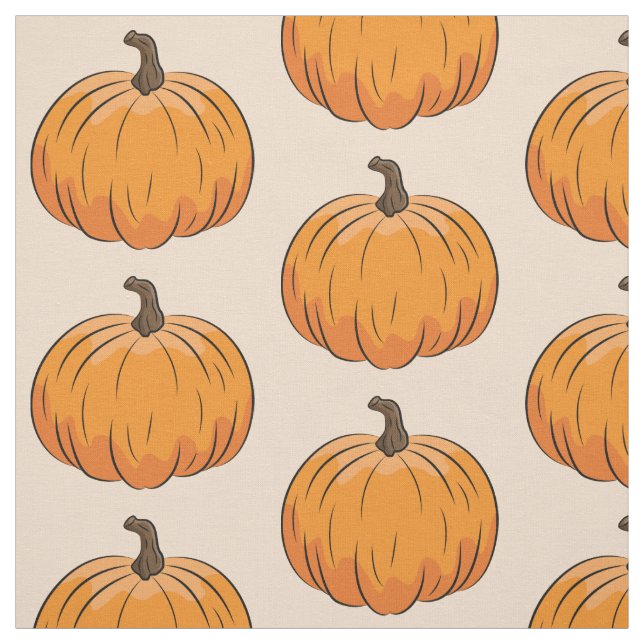 Orange Tecknad Pumpkin Illustration Tyg (Provkarta)