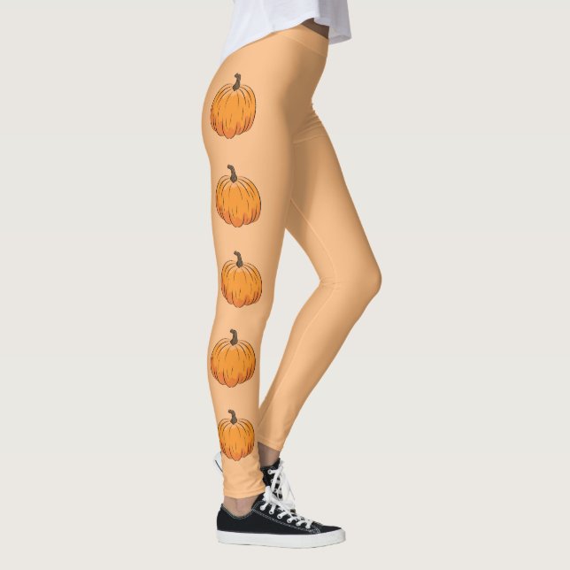 Orange Tecknad Pumpkins Leggings (Höger)