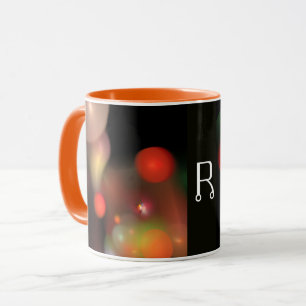 ORANGE TELLOW ROSA BLACK FRACTAL BUBBLES MONOGRAM MUGG