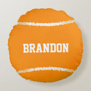 Orange Tennis Boll Design Round Pillow Rund Kudde