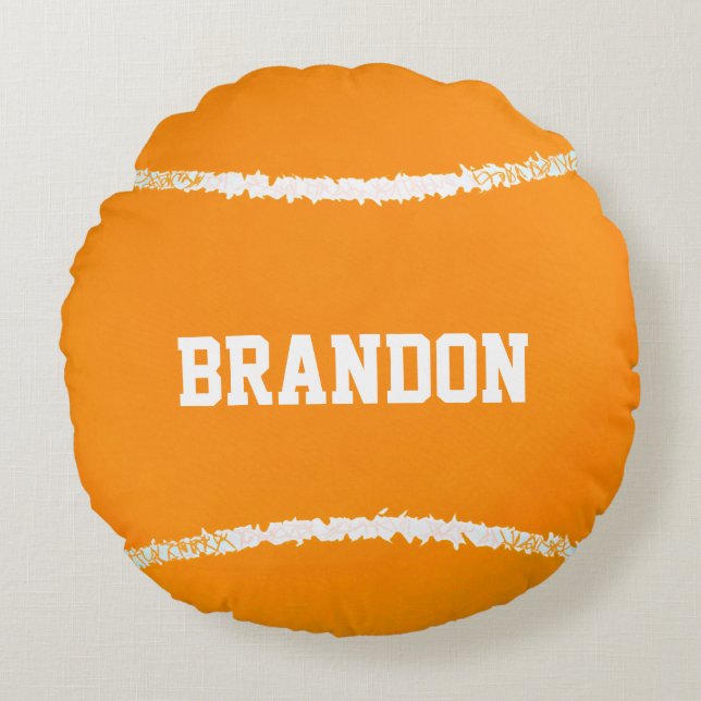 Orange Tennis Boll Design Round Pillow Rund Kudde (Framsidan)