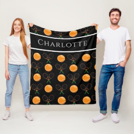 Orange Tennis Bollar & Gamla Stil Rackets Sport Ga Fleecefilt