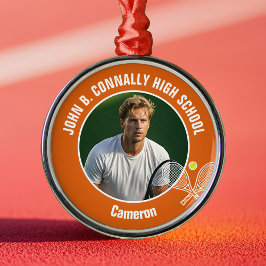 Orange Tennis Player Photo High School Christmas Julgransprydnad Metall