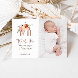 Orange Terracotta Boho | Foton för regnbåge, babys Tack Kort