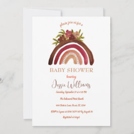 Orange Terracotta Boho Rainbow Baby Shower Inbjudningar