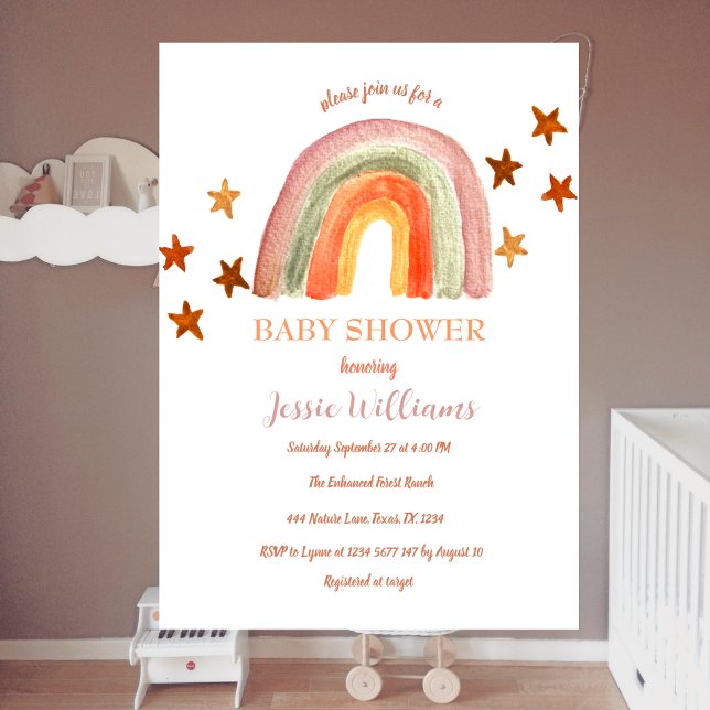 Orange Terracotta Boho Rainbow Baby Shower Inbjudningar (Skapare uppladdad)