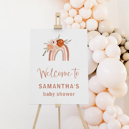 Orange Terracotta Boho Rainbow Baby Shower Välkomm
