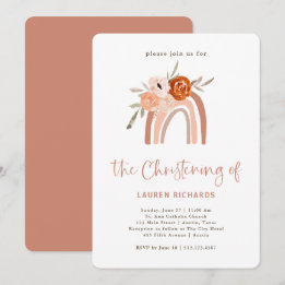 Orange Terracotta Boho | Rainbow Christening Inbjudningar