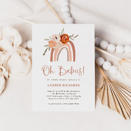 Orange Terracotta Boho | Rainbow Oh Spädbarn Showe Inbjudningar